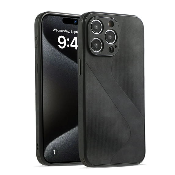 PU Leather Case for iPhone 14, Full Camera Lens Protection Cover,PU Leather Slim Luxury Business Non-Slip Grip Rugged Shockproof Full Body Protective Case for iPhone 14, Black