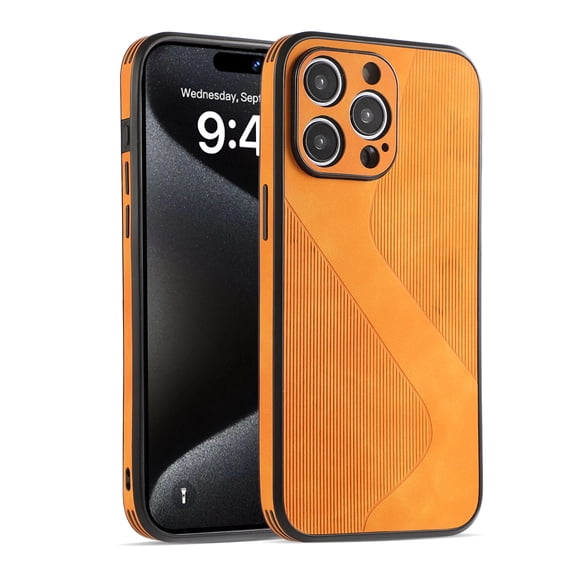 PU Leather Case for iPhone 14 Pro, Full Camera Lens Protection Cover,PU Leather Slim Luxury Business Non-Slip Grip Rugged Shockproof Full Body Protective Case for iPhone 14 Pro, Orange