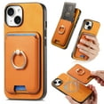 thumbnail image 1 of PU Leather Case for iPhone 15 Plus, Detachable Magnetic Card Holder Slim Protective Support Car Magnetic Mount Secure-Grip Ring Stand Compatible with iPhone 15 Plus - Yellow, 1 of 11