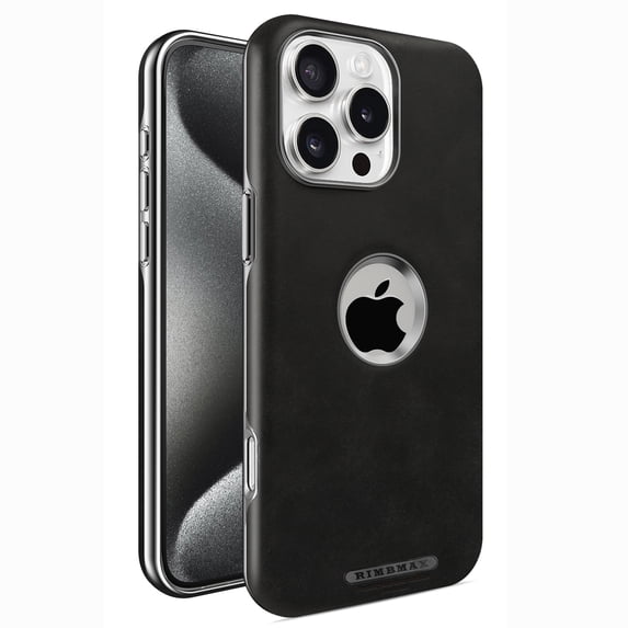 PU Leather Case for iPhone 16 Pro Max Magnetic Compatible with Mag-Safe, Logo View Elegant PU Leather Plating Hard Frame Protective Phone Cover Support Car Mount for iPhone 16 Pro Max 6.9", Black