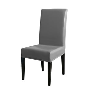 PU Leather Chair Covers Waterproof Stretch Chair Cover For Dining Room Kitchen Elastic Solid Colour Seat Protector