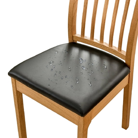PU Leather Chair Covers Waterproof - Stretchable Elastic Seat Protector, Scratch Resistant, Dust Proof Slipcover for Dining Chair, Universal Fit 36-48cm