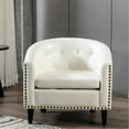 thumbnail image 1 of PU Leather Chair with Nailhead Trim and Armrest, Button Tufted Accent Chair for Home and Office, White, 1 of 7