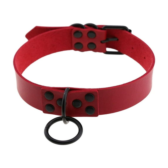 PU Leather Choker Cosplay Custume Accessiores Men Vintage Gothic Punk Choker Red
