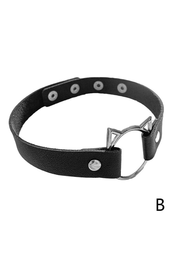 PU Leather Choker Necklace Adjustable HeartChain Neck US Collar PunkJewelry K0V5