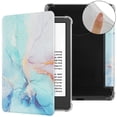 thumbnail image 1 of PU Leather + Clear Soft TPU Back Case for Amazon Kindle 11th Generation 2022 / Kindle 6 Inch 2024 E-Reader, with Magnetic Closure Auto-Wake/Sleep Folio Flip Cover, Green Marble, 1 of 7