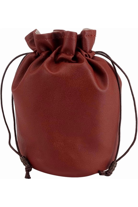 PU Leather Coin Pouch Medieval Drawstring Bag Purse Vintage Middle Ages Portable Renaissance Dice Bag Organizer Men Women Brown 6.89 x 6.69 inch Mixed Color