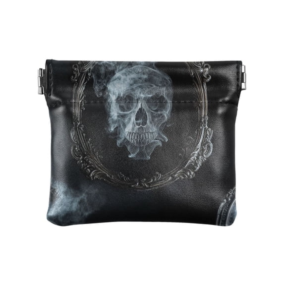 PU Leather Coin Purse Wallet Compact Water-Resistant Card Cases Money Organizers A Skull