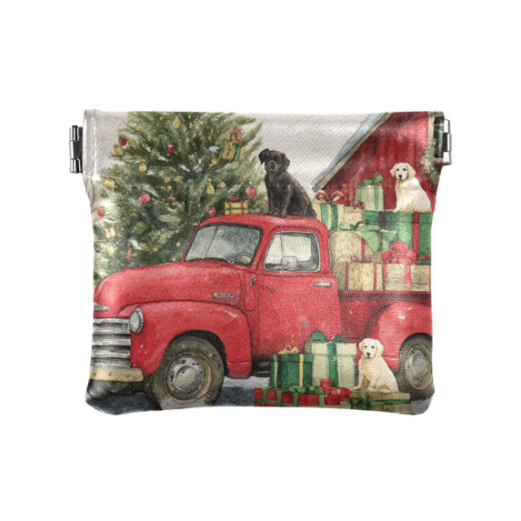 PU Leather Coin Purse Wallet Compact Water-Resistant Card Cases Money Organizers Christmas Decorations and Dogs