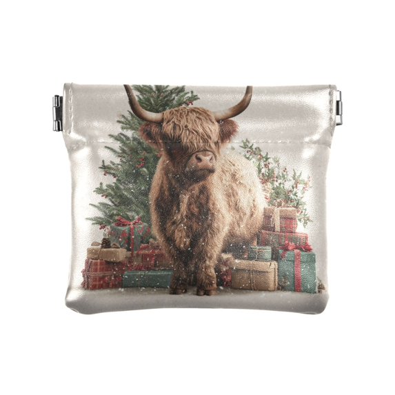 PU Leather Coin Purse Wallet Compact Water-Resistant Card Cases Money Organizers Cow and Christmas Gifts