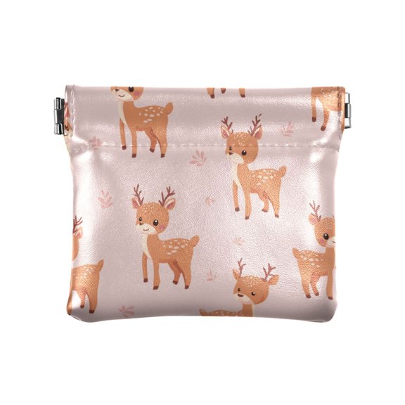 PU Leather Coin Purse Wallet Compact Water-Resistant Card Cases Money Organizers Cute Deer Pattern