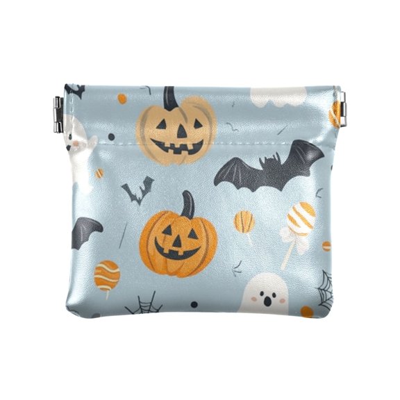 PU Leather Coin Purse Wallet Compact Water-Resistant Card Cases Money Organizers Cute Halloween-themed Clipart
