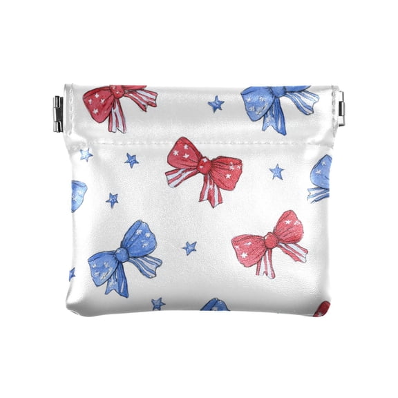 PU Leather Coin Purse Wallet Compact Water-Resistant Card Cases Money Organizers Hand-drawn Bows