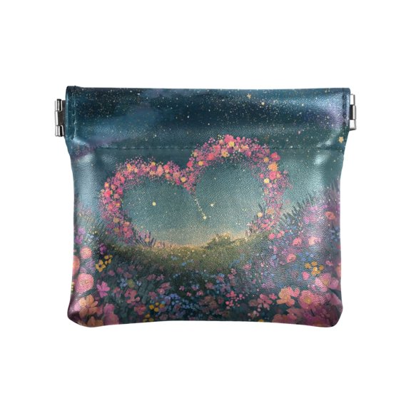 PU Leather Coin Purse Wallet Compact Water-Resistant Card Cases Money Organizers Heart-shaped Garlands Float