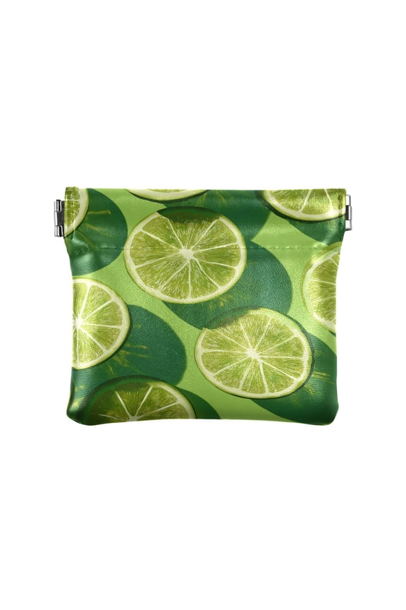 PU Leather Coin Purse Wallet Compact Water-Resistant Card Cases Money Organizers Lime Slice Image
