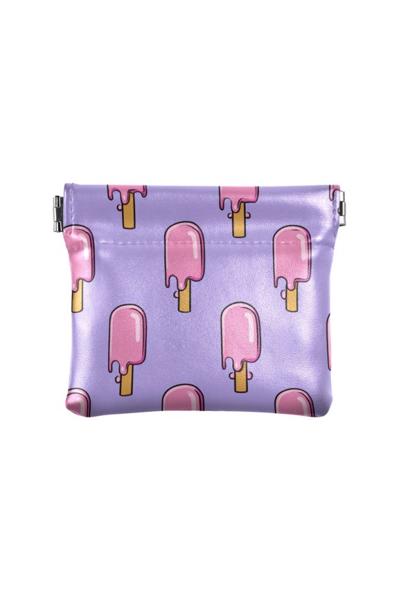 PU Leather Coin Purse Wallet Compact Water-Resistant Card Cases Money Organizers Melting Ice Popsicle Pattern