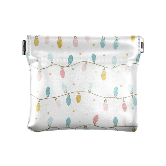 PU Leather Coin Purse Wallet Compact Water-Resistant Card Cases Money Organizers Minimalist Christmas Lights Pattern