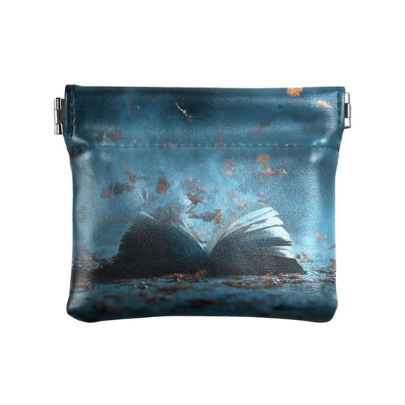 PU Leather Coin Purse Wallet Compact Water-Resistant Card Cases Money Organizers Opened Book Pages
