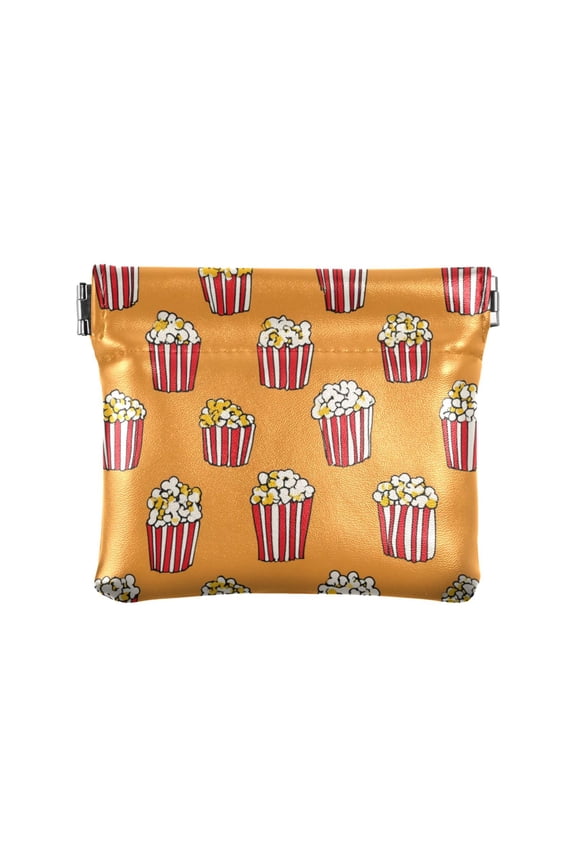 PU Leather Coin Purse Wallet Compact Water-Resistant Card Cases Money Organizers Popcorn Pattern