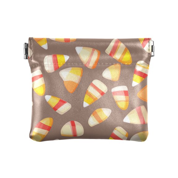 PU Leather Coin Purse Wallet Compact Water-Resistant Card Cases Money Organizers Small Cartoon Candy Corn