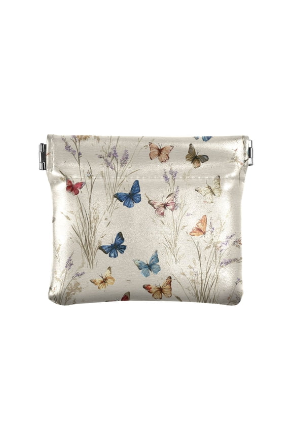 PU Leather Coin Purse Wallet Compact Water-Resistant Card Cases Money Organizers Various Colors and Sizes Butterflies