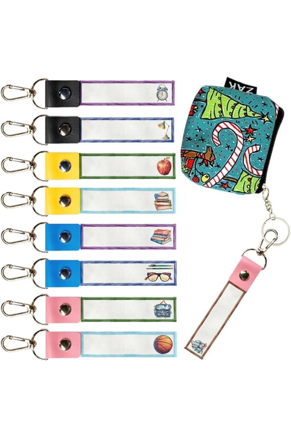 PU Leather & Cotton Name Marker Keychain Mixed Shapes 13x2cm with Zinc Alloy Keychain