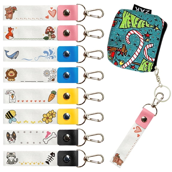 PU Leather Cotton Name Marker Keychain with Zinc Alloy Keychain Mixed Shapes 13x2cm Pattern 2