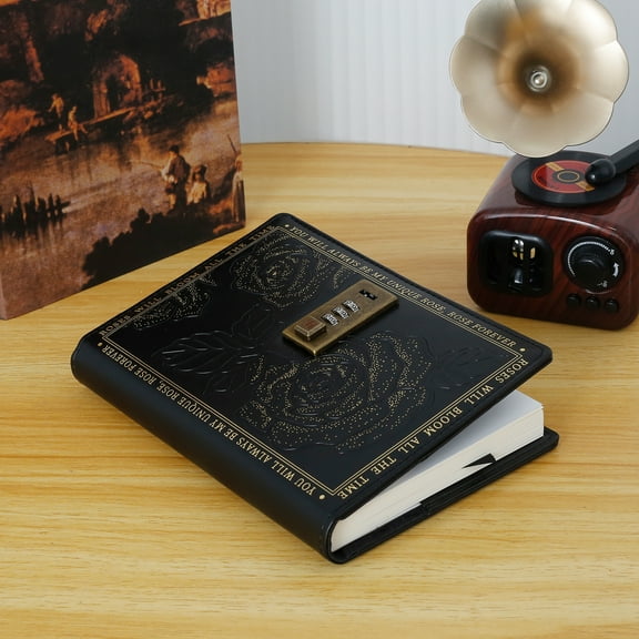 PU Leather Cover Lockable Journal for Writing Travel Journal Vintage Locking Notebook 224 Pages Thick Personal Locking Diary With Combination Passwords for Student Office Staff