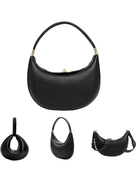 PU Leather Crescent Bag Crossbody Purses for Women Luna Bag 4 In 1 Cute Shoulder Bag Half Moon Bag Hobo Clutch Purse