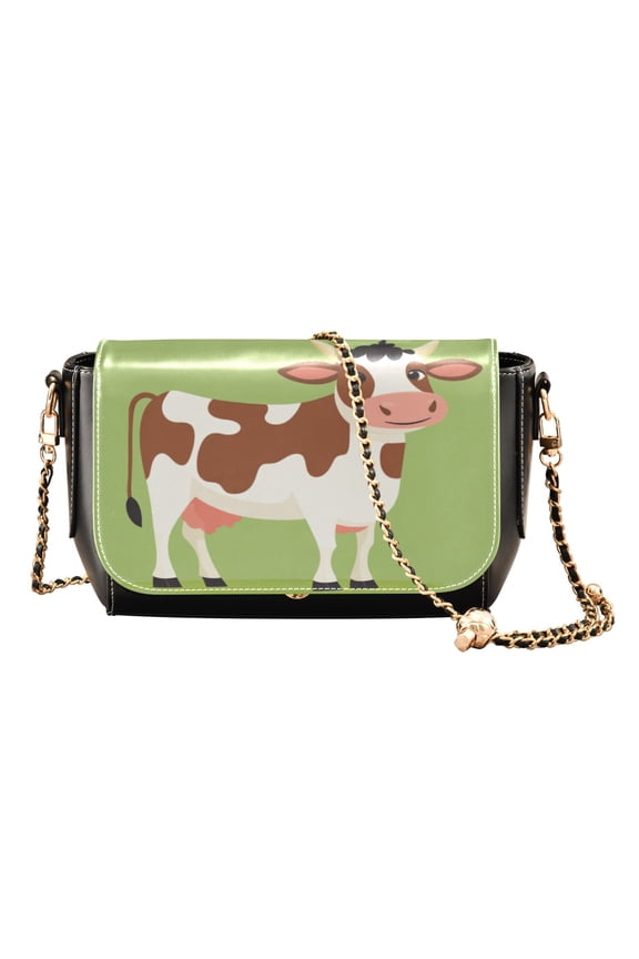 PU Leather Crossbody Bag for Women Ladies Chic Shoulder Bags Crossbody Purse Multi-Pocket Handbag for Work, Travel, Shopping A Brown and White Cow