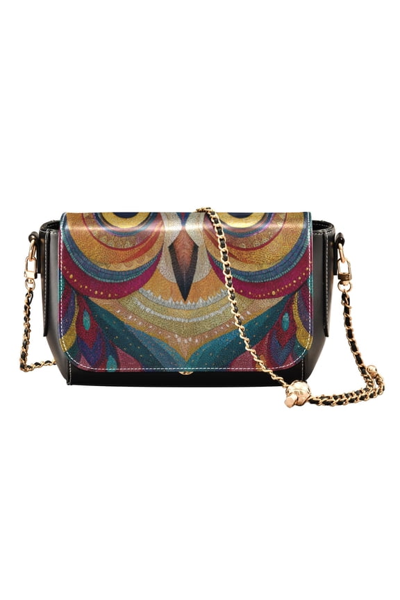 PU Leather Crossbody Bag for Women Ladies Chic Shoulder Bags Crossbody Purse Multi-Pocket Handbag for Work, Travel, Shopping Colorful Owl Face