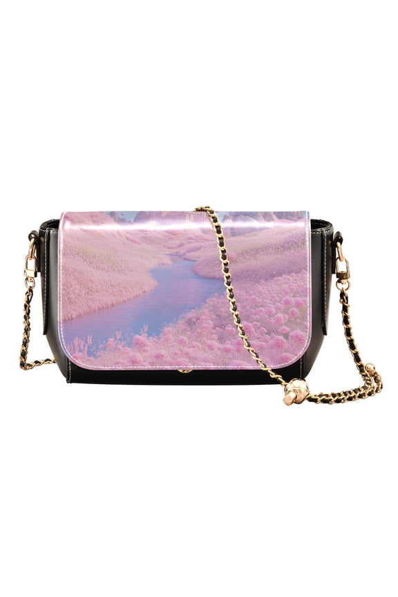 PU Leather Crossbody Bag for Women Ladies Chic Shoulder Bags Crossbody Purse Multi-Pocket Handbag for Work, Travel, Shopping Pink Fairy Tale World