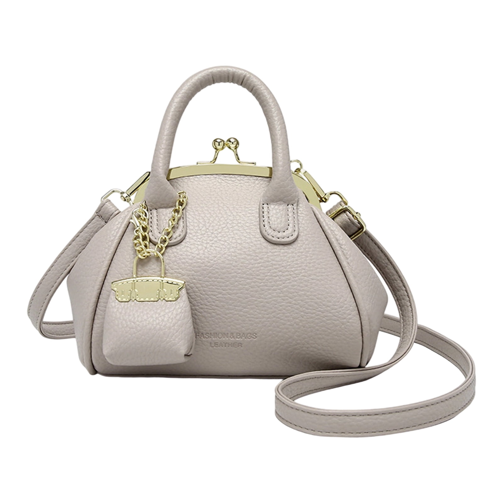 PU Leather Crossbody Bag for Women Trendy Kiss Lock Shoulder Bag Retro Handbag Satchel Bag Top Handle Bag Commuting Bag