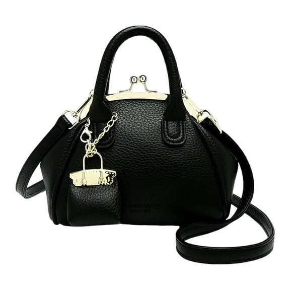 PU Leather Crossbody Bag for Women Trendy Kiss Lock Shoulder Bag Retro Handbag Satchel Bag Top Handle Bag Commuting Bag