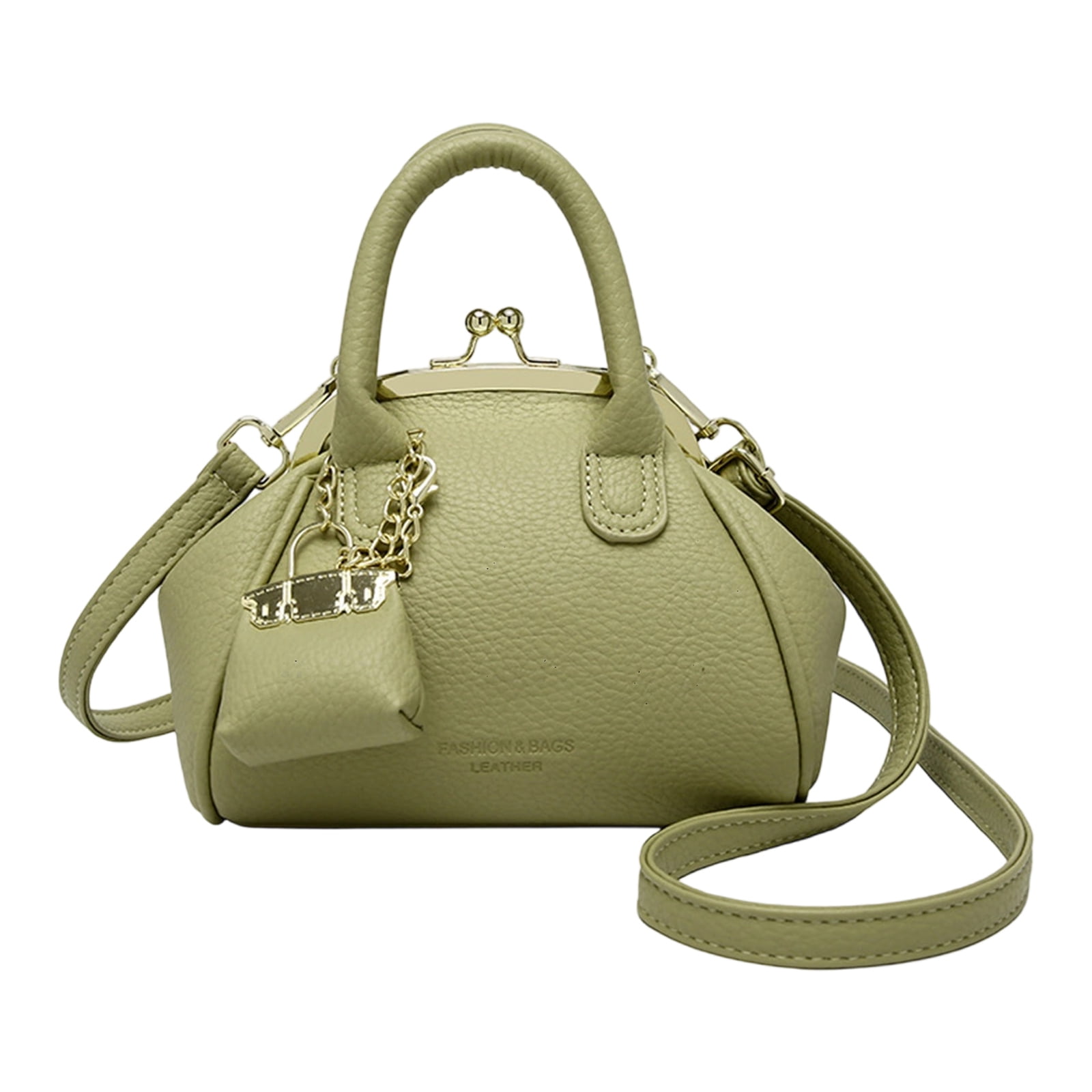 PU Leather Crossbody Bag for Women Trendy Kiss Lock Shoulder Bag Retro Handbag Satchel Bag Top Handle Bag Commuting Bag