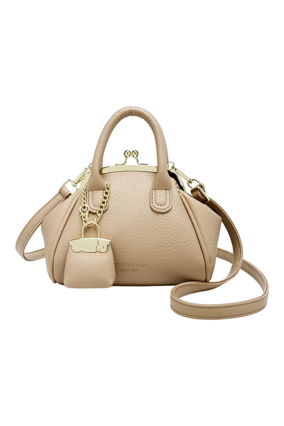 PU Leather Crossbody Bag for Women Trendy Kiss Lock Shoulder Bag Retro Handbag Satchel Bag Top Handle Bag Commuting Bag