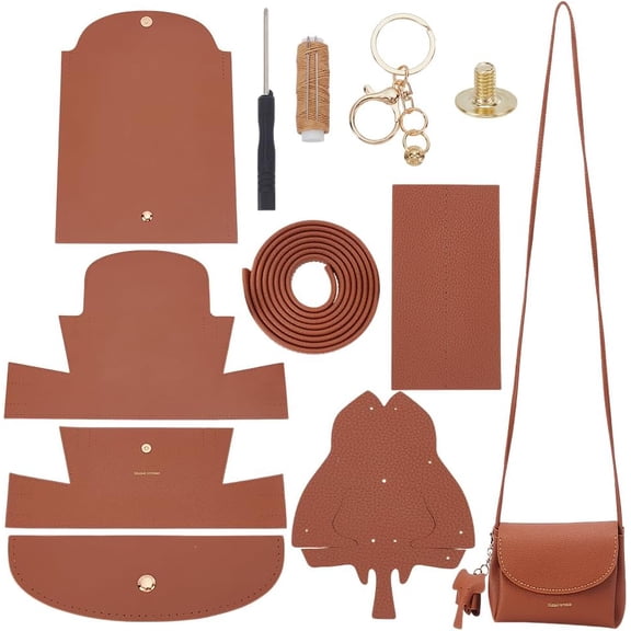 PU Leather Crossbody Making Kit DIY Handmade Bag Sewing Accessories for DIY Purse Making Shoulder Bag Stitched Making Materials Set for Woman Birthday Holiday DIY Craft Peru Peru