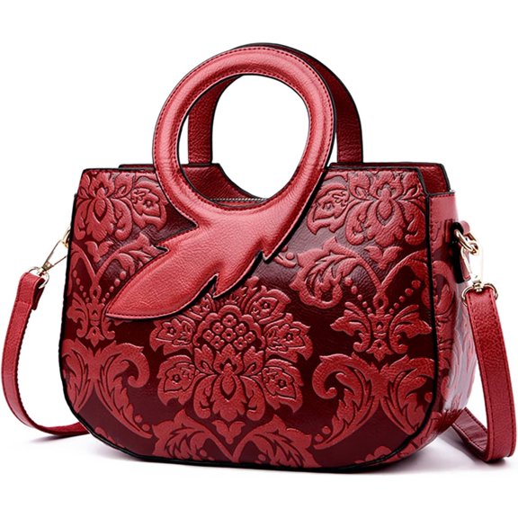 PU Leather Crossbody Shoulder Bags for Women Medium Designer Embossing Purse Top Handle Large Capacity Satchel Handbag