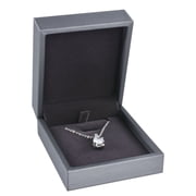 PU Leather Dark Gray Pendant Box with Black Lining Brushed Texture Jewelry Storage Display Case Gift Box