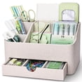 thumbnail image 1 of Desk Organizer with Drawer, Multifunction Pencil Holder for Desk, Desk Organizer and Accessories 5 Comparetments for Home Office Supplies (Beige), 1 of 7