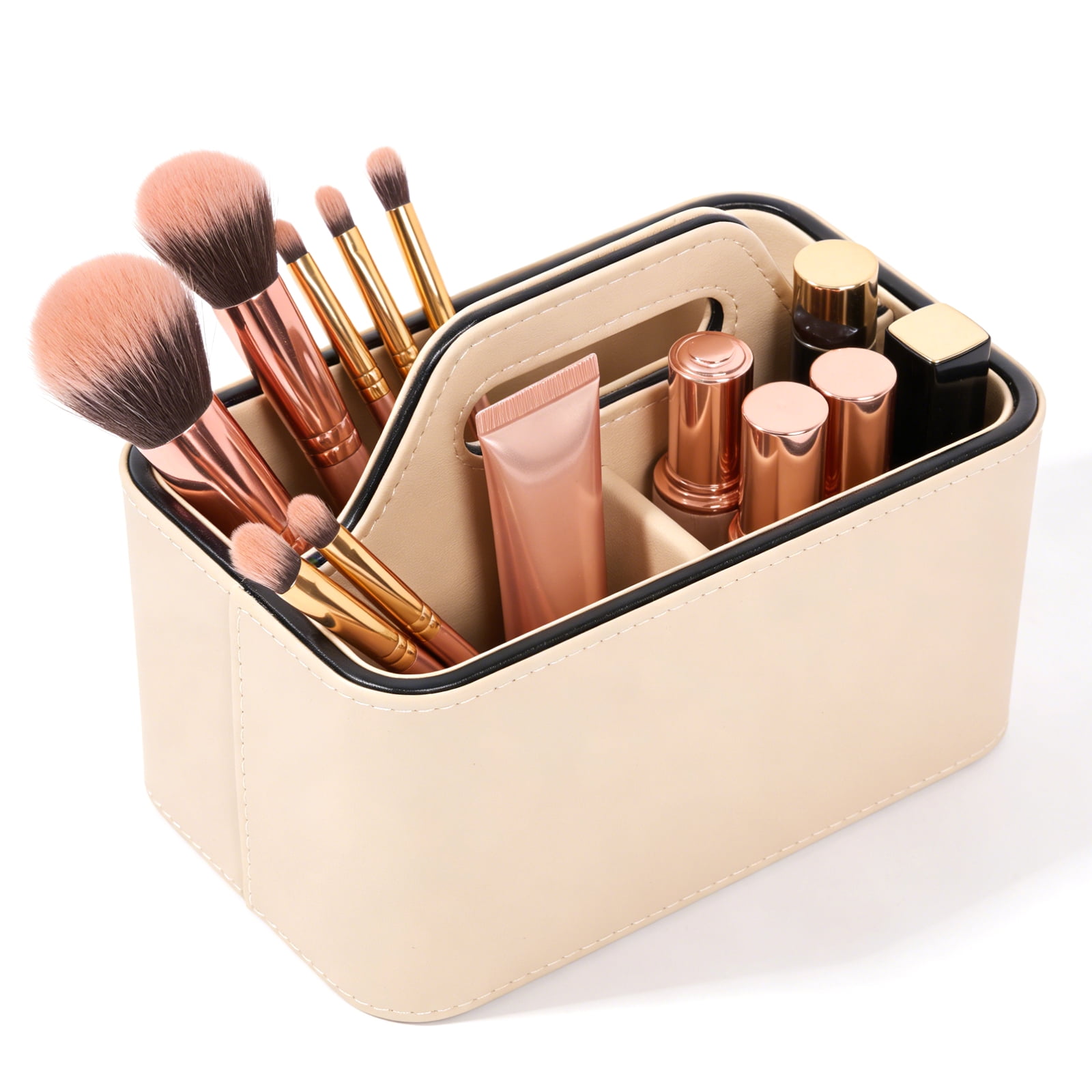 PU Leather Desk Organizer Luxury Remote Control Holder for Home, Office Desk Accessories Table Caddy Bedside Nightstand Organizer