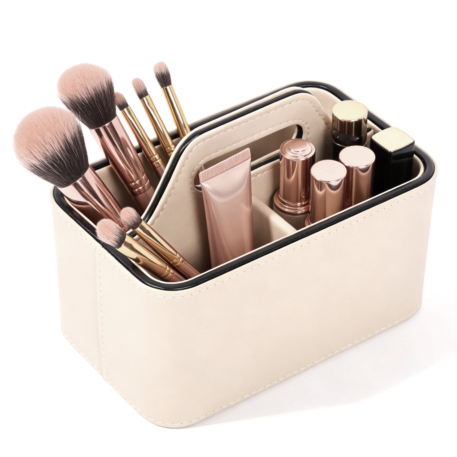 PU Leather Desk Organizer Luxury Remote Control Holder for Home, Office Desk Accessories Table Caddy Bedside Nightstand Organizer