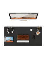 PU Leather Desk Pad, 32x16" Non-Slip Waterproof Desk Mat, Large Office Mouse Pad, Full Coverage Desk Blotter Mat with Strap, Writing & Mouse Pad for Office & Home (Black, 31.5”x15.7”)