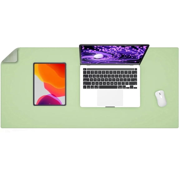 PU Leather Desk Pad,36x17 in Large Computer Desk Mat,Waterproof Non-Slip Desk Blotter Protector,Light Green Big Keyboard Mouse Pad