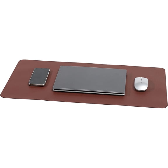 PU Leather Desk Pad Blotter 27x13 inches,Non-Slip Base Waterproof Surface Office Desk Mat,Large Computer Mouse Pad,Old Desktop Cover Decor,Brown