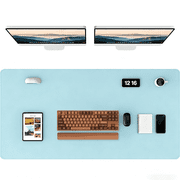 PU Leather Desk Pad, 47x24" Non-Slip Waterproof Desk Mat, Large Office Mouse Pad, Full Coverage Desk Blotter Mat with Strap, Writing & Mouse Pad for Office & Ho