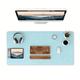 thumbnail image 1 of PU Leather Desk Pad, Non-Slip Waterproof Desk Mat, Large Office Mouse Pad, Full Coverage Desk Blotter Mat with Strap, Writing & Mouse Pad for Office & Home(Light blue, 31.5”x15.7”), 1 of 8