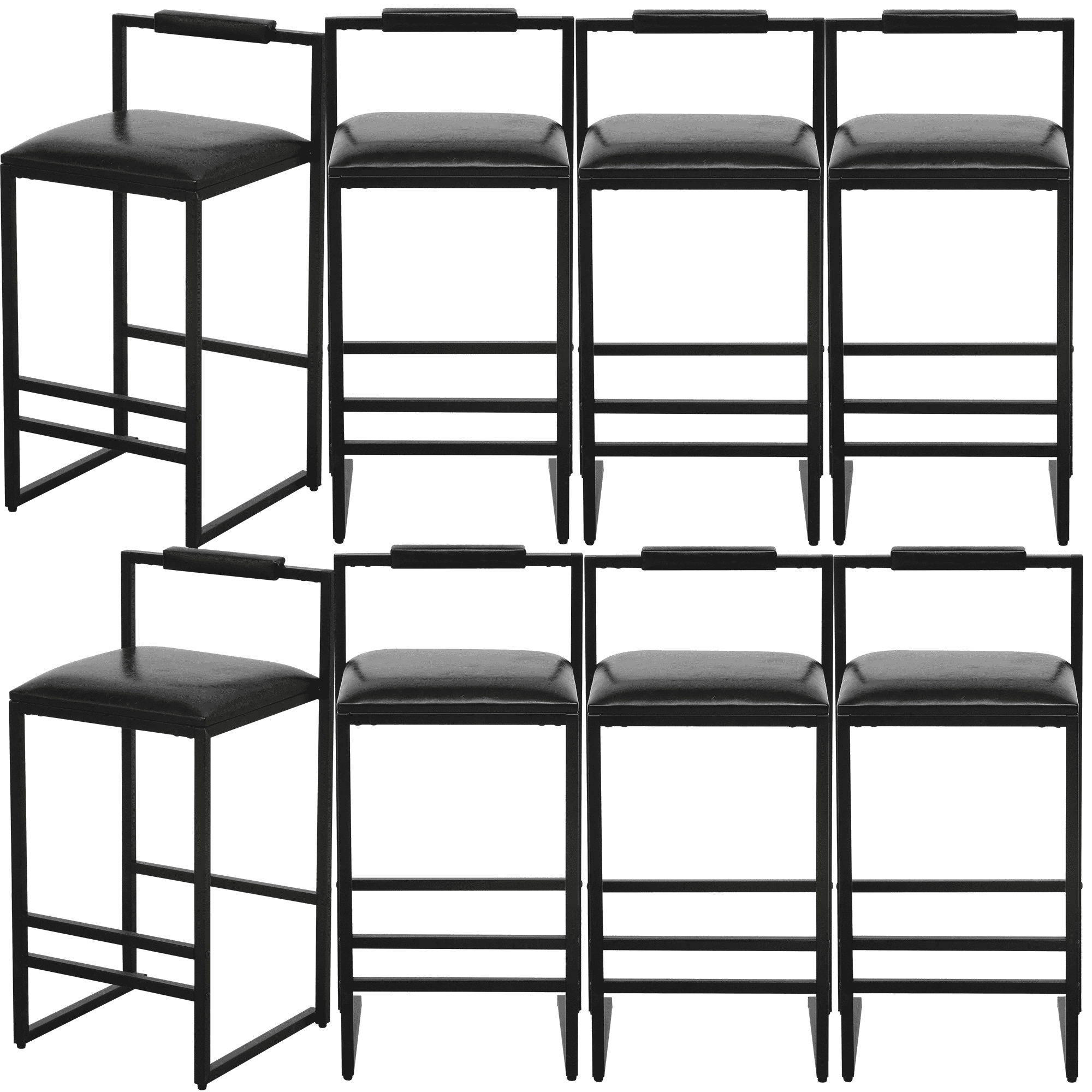 PU Leather Dining Chairs, Counter Height Upholstered Bar Chairs with