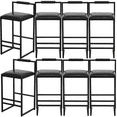 thumbnail image 1 of PU Leather Dining Chairs, Counter Height Upholstered Bar Chairs with Footrest, Metal Legs, Upholstered Dining Chairs, Breakfast Bar Stools with Footrest Kitchen & Dining Room Chair(Black,Set of 8), 1 of 11