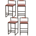 thumbnail image 1 of PU Leather Dining Chairs, Counter Height Upholstered Bar Chairs with Footrest, Metal Legs, Upholstered Dining Chairs, Breakfast Bar Stools with Footrest Kitchen & Dining Room Chair(Brown,Set of 4), 1 of 11